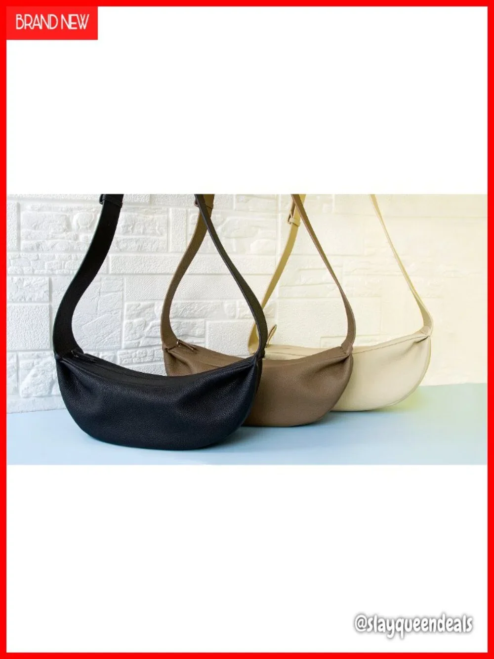 Genuine Leather Sling Bag Crossbody Women Minimalist Hobo Wide Strap